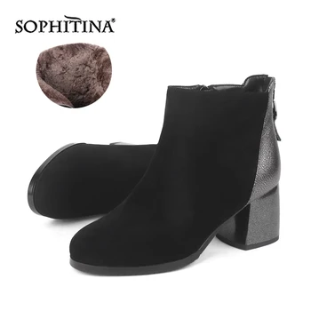 

SOPHITINA Fashion Design Boots High Quality Genuine Leather Comfortable Round Toe Handmade Hot Sale Shoes Women's New Boots C221