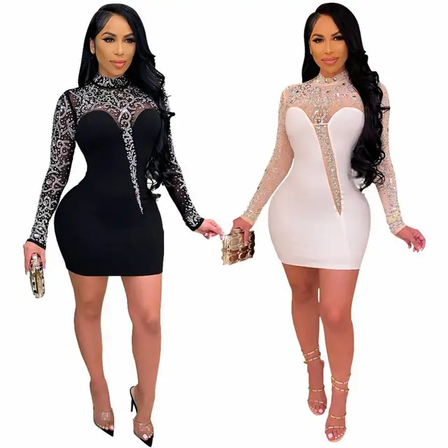 Women's Clothing Summer 2021 Crystal Mesh Sequins Ruched Bandage Bodycon Birthday Sexy Evening Night Club Party Dresses Vestido 1