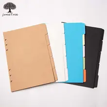 Separador de papel cartão colorido para fichário, separador para fichário de 6 buracos página de índice A5 A6 diário folhas soltas categorias