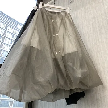 

SuperAen Europe Mesh Women's Spring and Autumn New 2020 Wild Ladies Skirts Fashion Casual A- Line Perspective Skirt Female