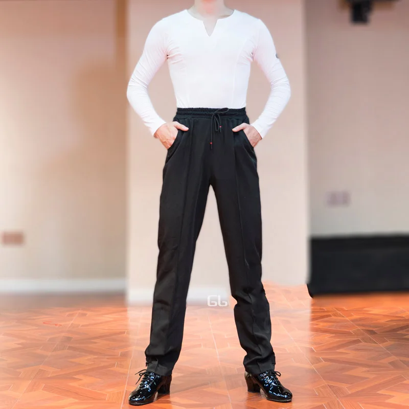 

Men's Latin Dance Pants Elastic Waist Loose Harlan Practice Trousers For Male Ballroom Cha Cha Samba Stage Dance Pants DL5236
