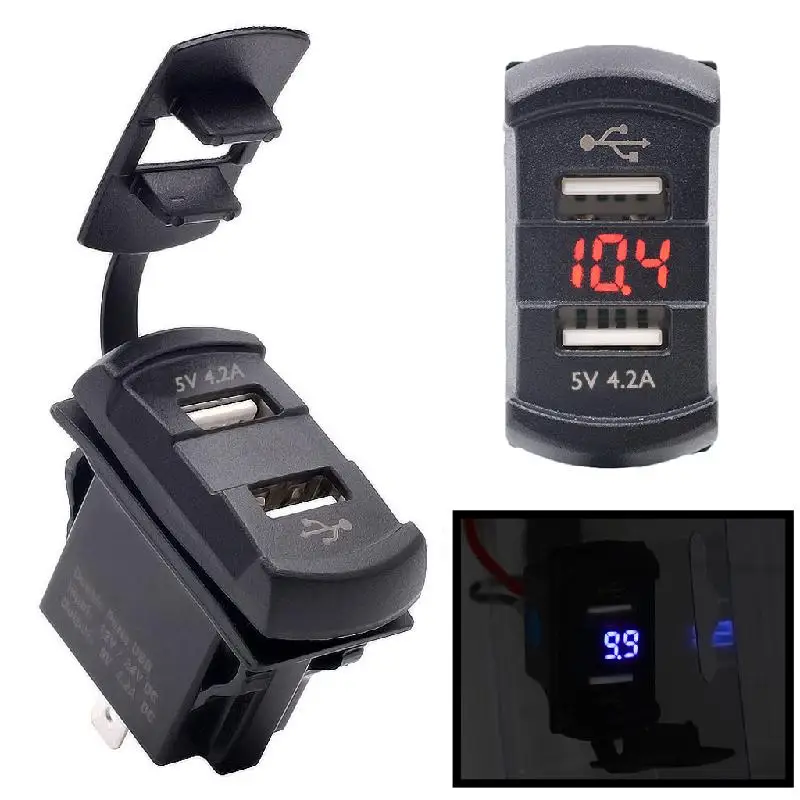 Горячее предложение, двойная USB автомобильная розетка для лодки, кулисный переключатель, панель с Вольтметр напряжения, синий, 12 В, D08A
