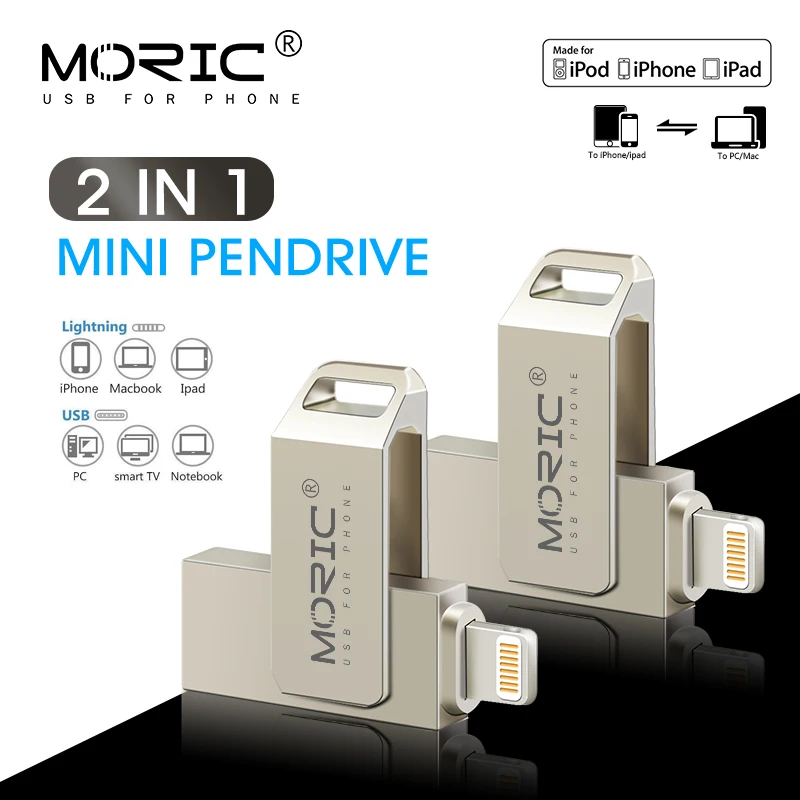 USB флеш накопитель USB3.0 для iPhone/iPad/IOS/Android/PC 128 Гб 64 ГБ 32 16 8 2 в 1 высокоскоростная