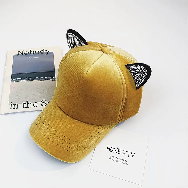 Lovely Hat Girl Cat Ear Baseball Cap Sweet Autumn Winter Hat for Women