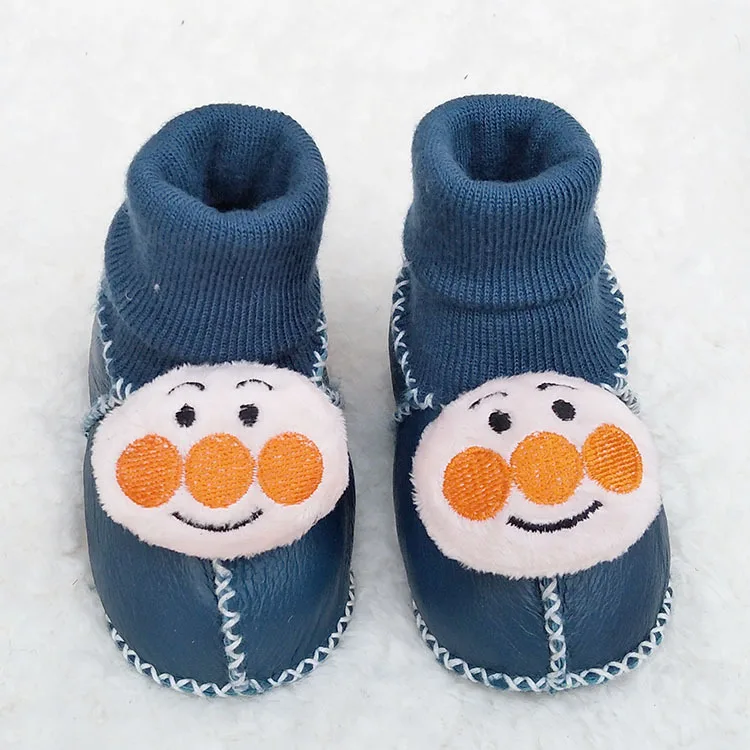 Зимние детские мягкие ботинки с животными; теплые ботинки из овечьей кожи и овечьего меха для мальчиков и девочек; зимняя одежда для новорожденных; обувь с фирменной коробкой - Цвет: O