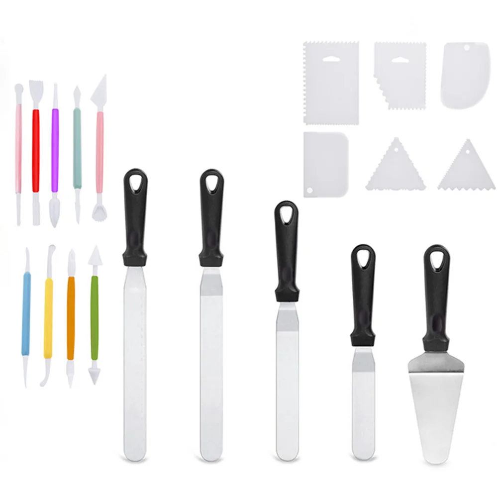  20 Pcs Cake Decorating Kit Fondant Home Kitchen Baking Tool Spatula Reusable Frosting Stainless Ste