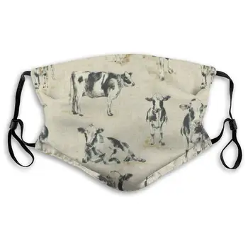 

Cow Background Printed Dust Mouth Mask With Replaceable Filter, Reusable Breathable Mask For Women And Men