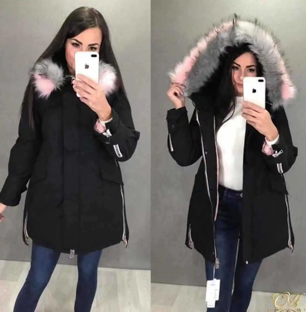 

2019 Summer Hot Selling Versitile Fashion Mid-length Women's Large Fur Collar Cotton Coat AliExpress
