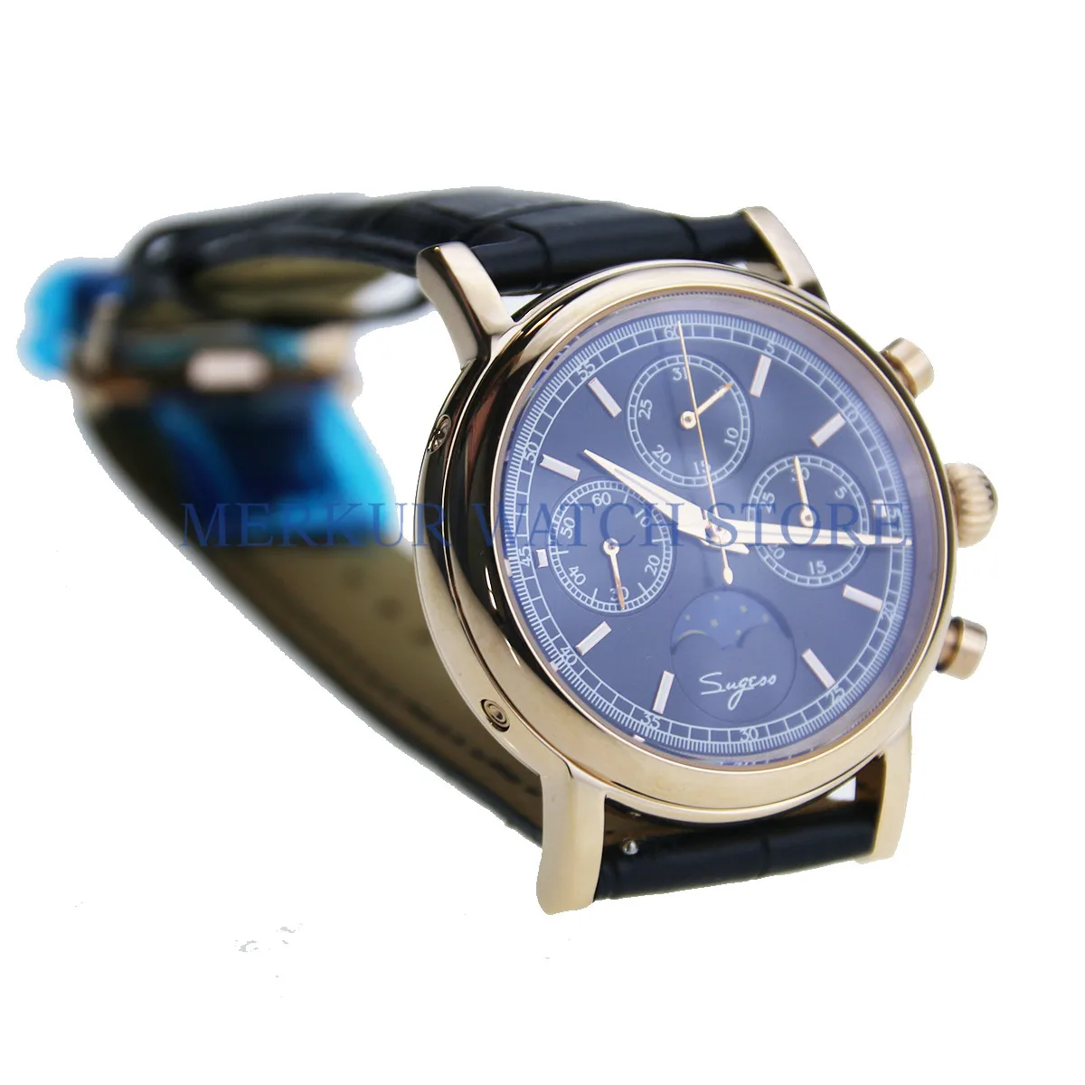 Sugess Luminour платье Роскошные Чайка движение Moonphase календарь Мужские механические часы с хронографом