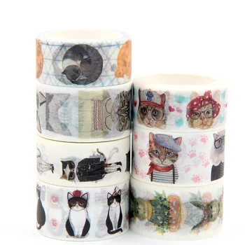 

1PC Cute Cat Series Fashion Animal Stickers DIY Washi Masking Tape Stationary School Supplies Decoration