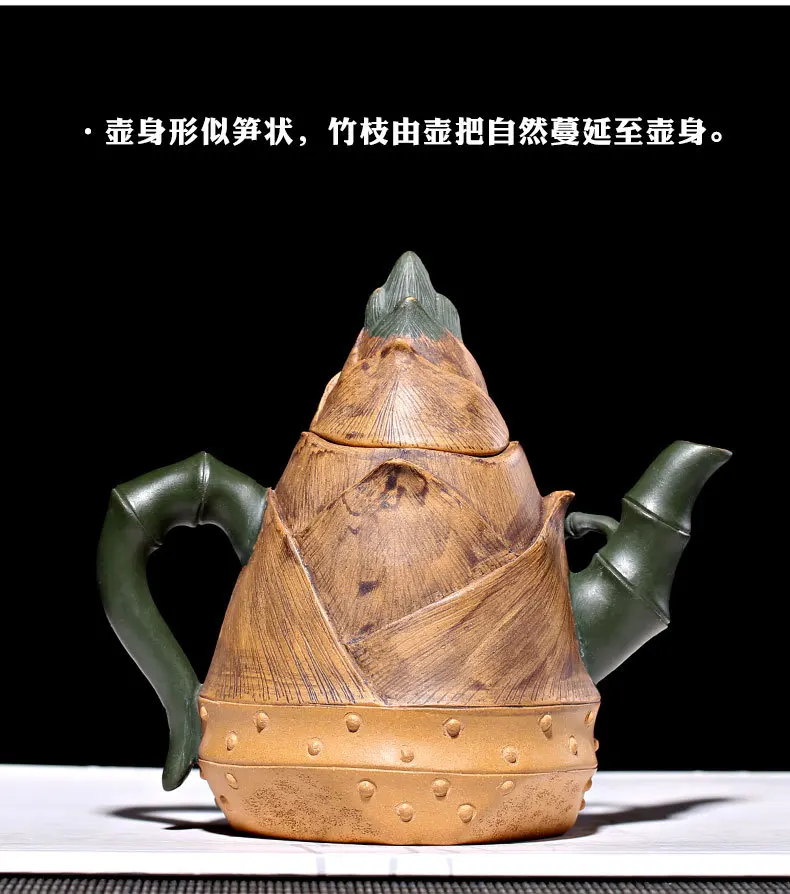 Manufacturers Direct Selling Yixing Clay Teapot Raw Ore Segment Mud Entirely Handmade Pot Bamboo Shoots Pot Flower Holder Tea Se