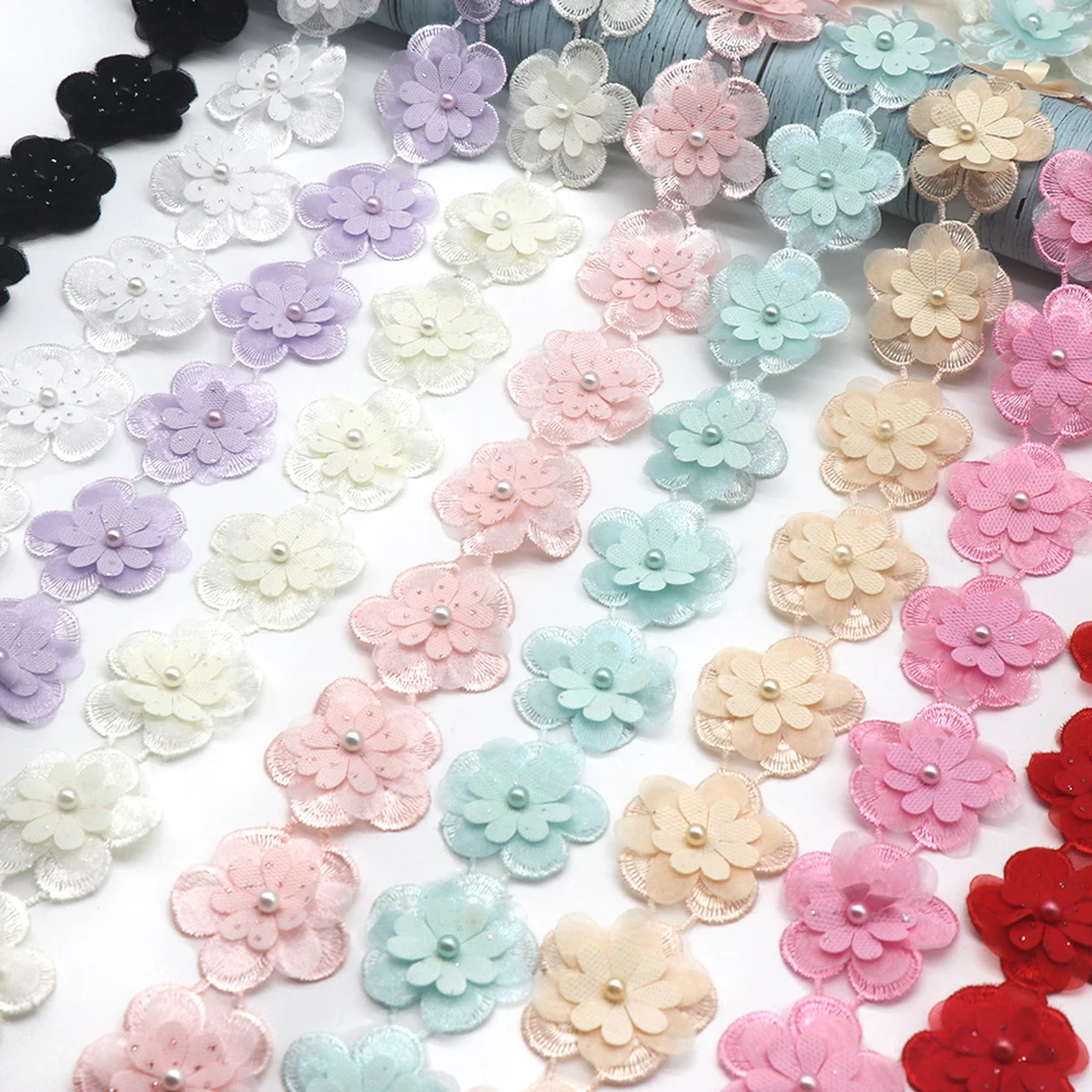 Pearl Lace Flower For Dress Ribbon Wedding Embroidered DIY Supplies