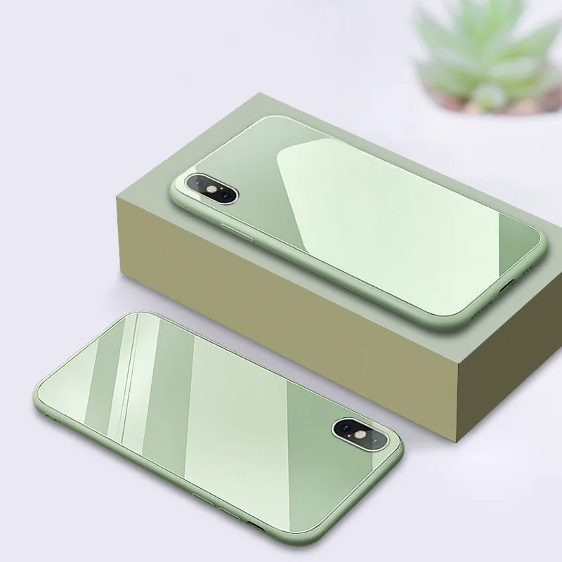 Для iPhone X глянцевый жидкий силиконовый стеклянный чехол для телефона