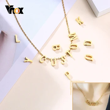 

Vnox Customized A-Z 26 Initial Letters Assemble Name Necklaces for Women Gold Color Stainless Steel Metal Alphabet Pendant