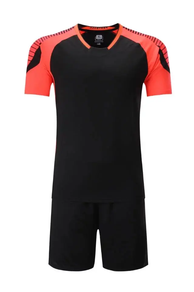 Футбольные майки для взрослых и детей, комплекты одежды для футбола для мальчиков и девочек, детская Футбольная форма с коротким рукавом, футбольный спортивный костюм из Джерси - Цвет: Black