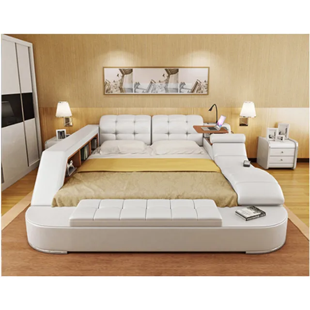 multifunktionale schwarz massage bett schlafzimmer mobel leder bett beds aliexpress