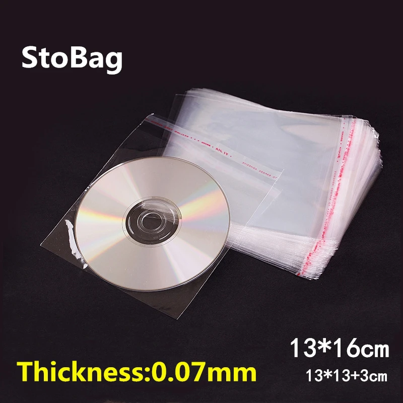 StoBag 200 шт. толстые пластиковые пакеты 13*16 см для записи компакт-дисков прозрачные