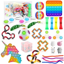 Paquet de jouets Anti-Stress, cordes extensibles, boîte à pousser, pour adultes et enfants, Squishy Simple, fossette Anti-Stress