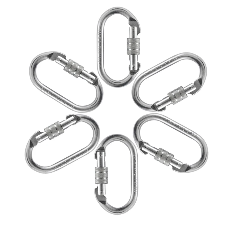 6Pcs Climbing Carabiners Clip Hanging Buckle Heavy Duty 23KN Lock