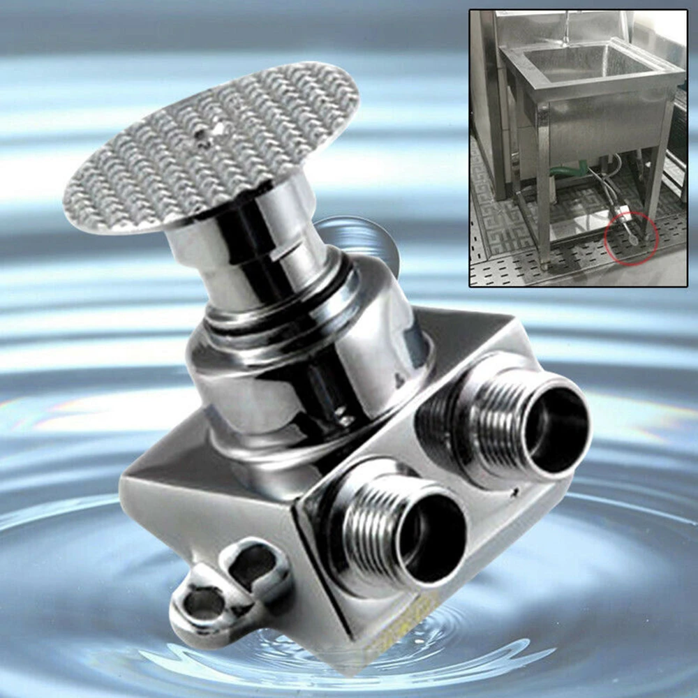 1* Foot Pedal Control Valve Faucet Vertical Basin Switch Kitchen Sink Water Tap Foot Pedal Control Faucets