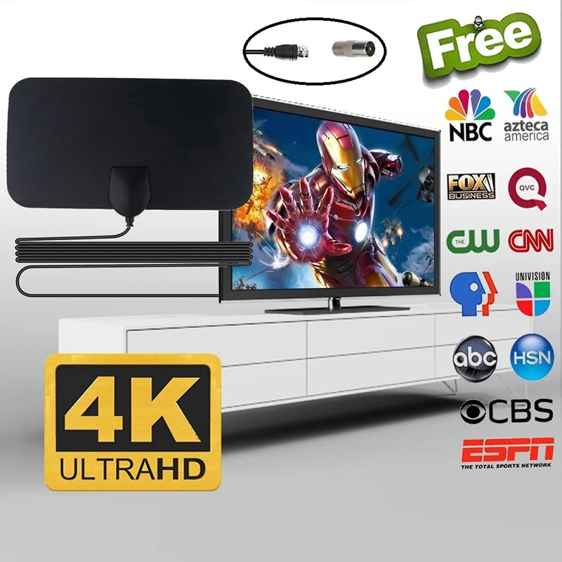 

Hot Sale 4K 25DB High Gain HD TV DTV Box Digital TV Antenna 50 Miles Booster Indoor Aerial Antenna For TV
