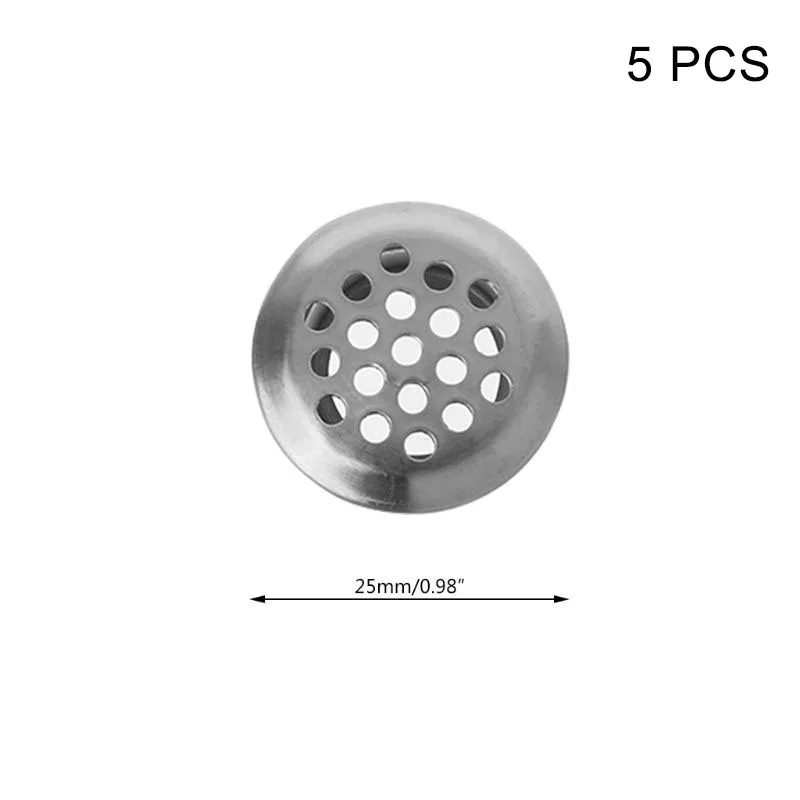 5pcs 25mm Вентиляционные отверстия из нержавеющей стали с круглым вентиляционным отверстием для шкафа ванной комнаты кухни AUG889 - Цвет: 5pcs 25mm