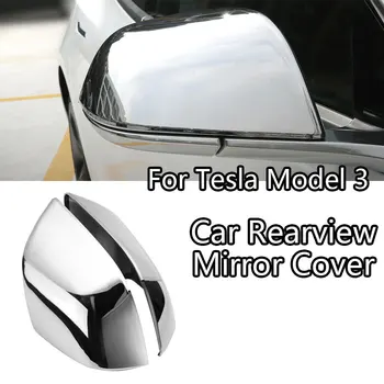 

2Pcs Car Rearview Mirror Cover For Tesla Model 3 Case Covers Chrome Rear View Mirror