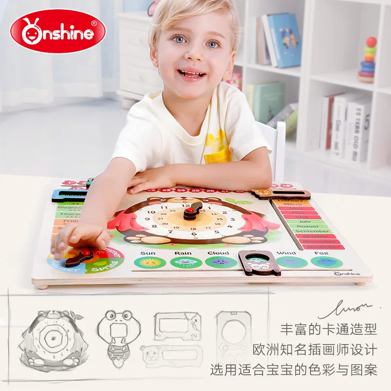

Export Version Clock Cognitive Time Calendar Weather Educational Montessori Early Teaching Aids 3-Year-Old Horizontal ENLIGHTEN