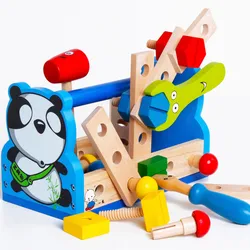 Boîte à outils en bois pour enfants, jouets éducatifs Montessori pour 3 ans, ensemble de jeu de simulation, jouet préscolaire pour les garçons, outil de réparation de noël 