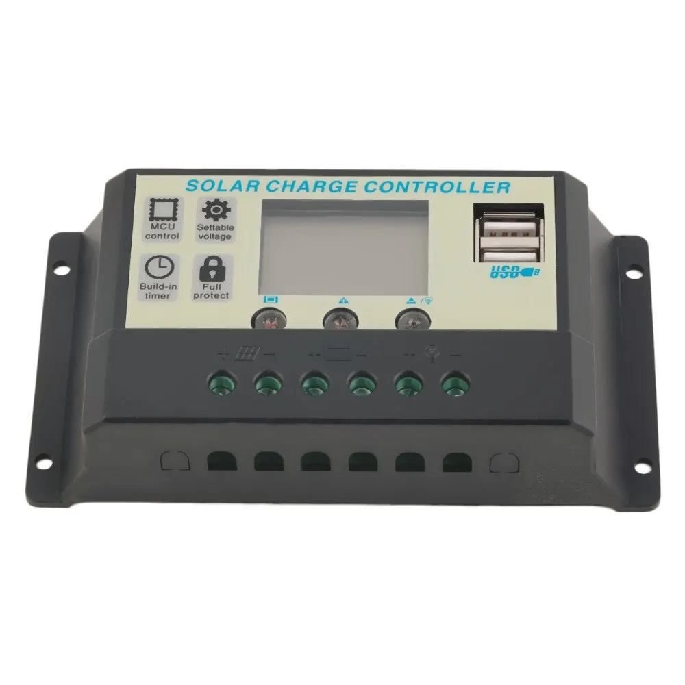 10A 12V 24V солнечных панелей Батарея Контроллер заряда USB 10 ампер лампы регулятор подходит для небольших солнечной энергии Системы; Прямая поставка