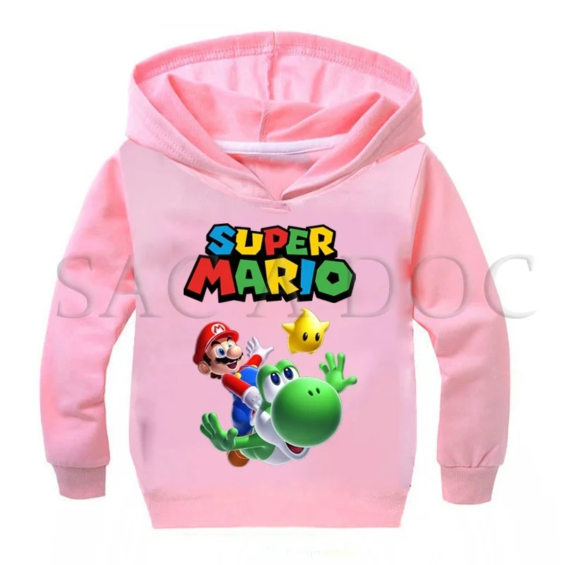 2 Детские толстовки с капюшоном «Super Mario Bros»; модные повседневные хлопковые толстовки для мальчиков и девочек; топы; детский пуловер; спортивная одежда; топы; подарок для детей - Цвет: 2