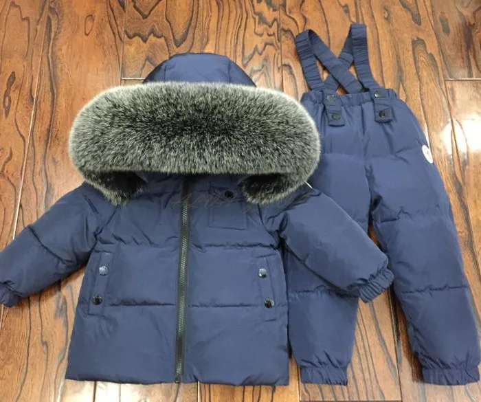 Детский зимний пуховый комплект одежды, детские лыжные куртки и штаны, Комбинезоны для маленьких мальчиков и девочек, верхняя одежда, пальто детский зимний комбинезон, TX007