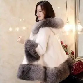 Искусственное Женское зимнее пальто 2019 искусственное меховое из норки с меховым