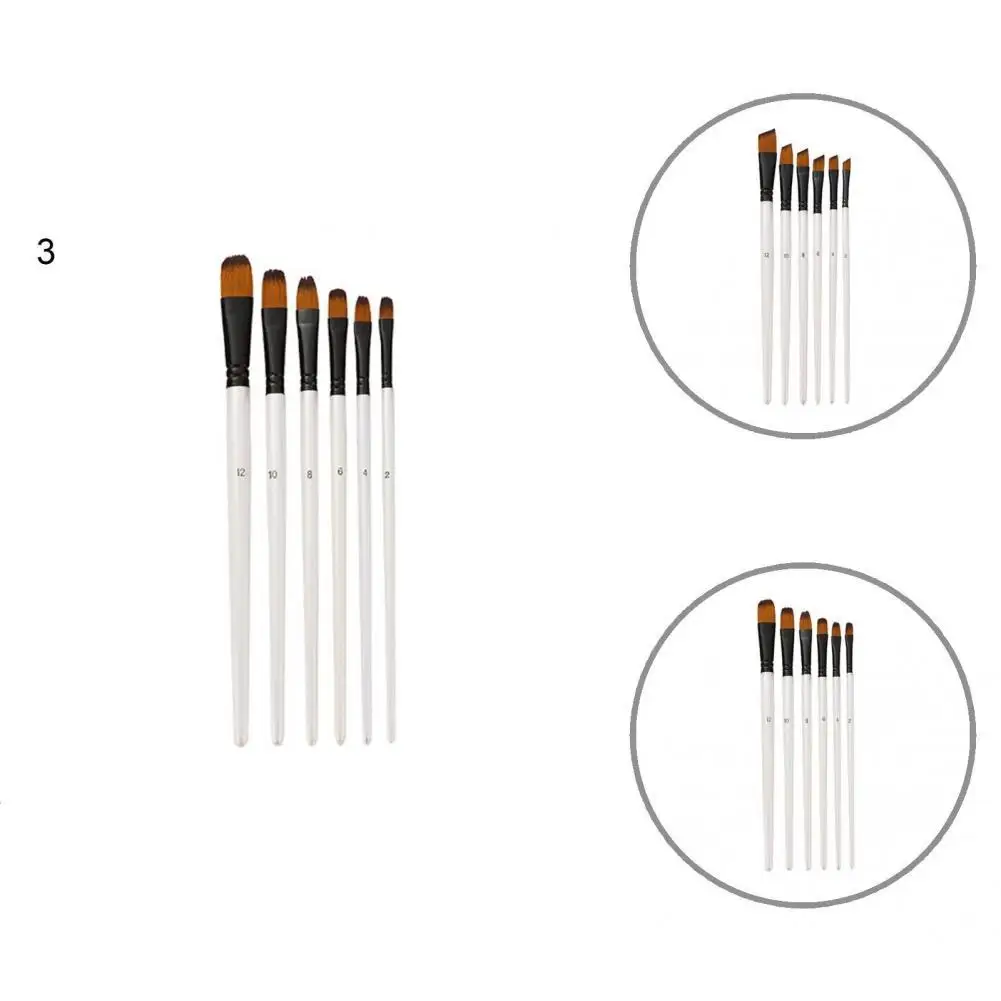 цена 6Pcs/Set Useful Artists Beginners Paint Brush Drawing Brush Comfortable Grip  Washable