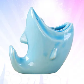 

1PC Flowerpot Decor Glazed Ceramic Flowerpot Crafts Cartoon Shark Flowerpot Ceramic Shark Shaped Succulent Plant Pot for Store G