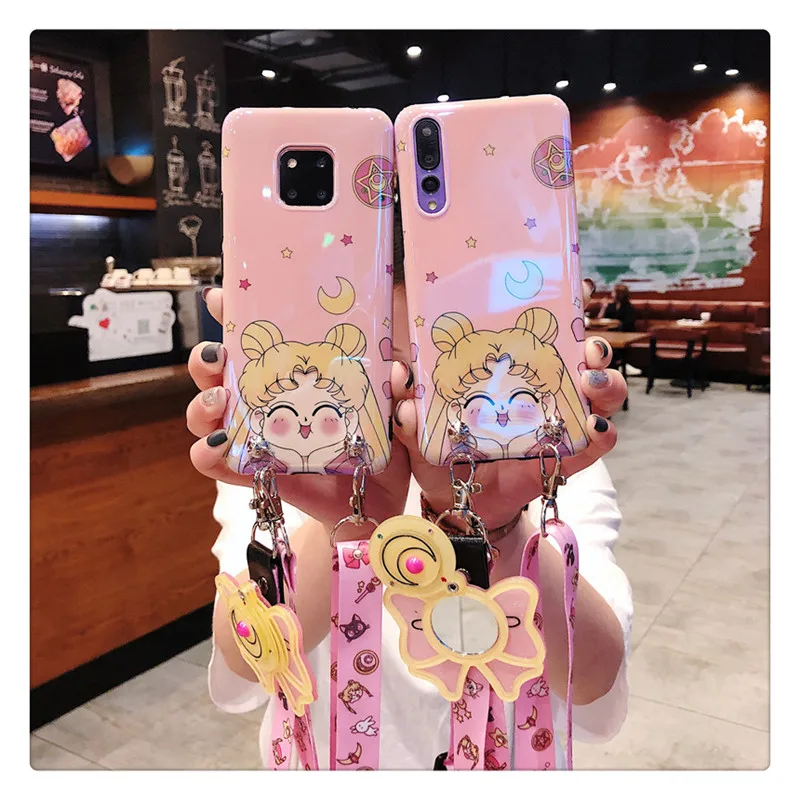 Чехол для huawei p30 Sailor moon, розовый милый мягкий чехол для телефона huawei p20 pro mate20 nova5 4+ лямки