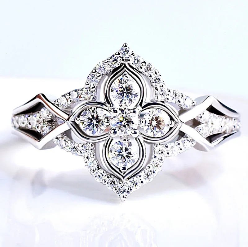 14K Золотое кольцо D color VVS Moissanite кольцо обручальное кольцо с национальным сертификатом D001