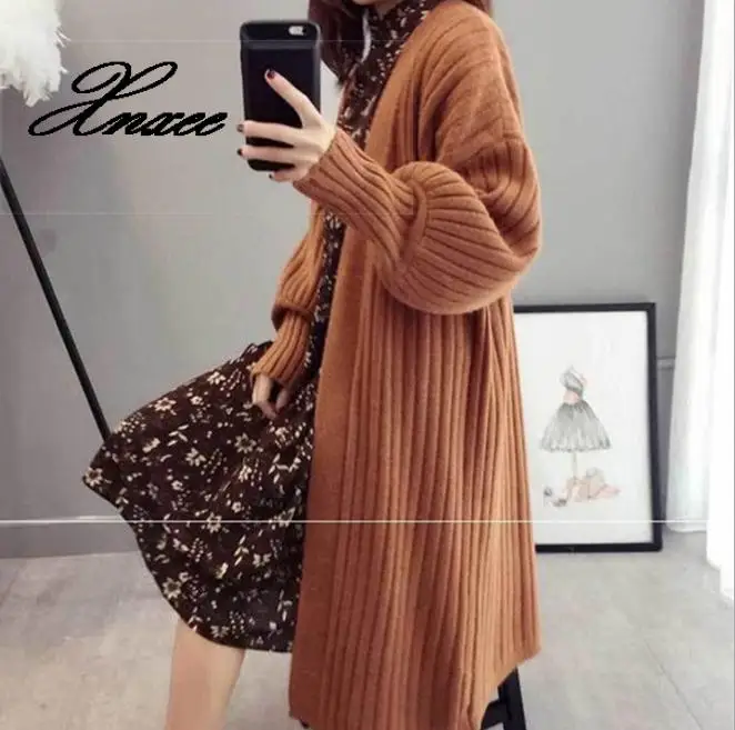 

Xnxee Knit Maxi Cardigan Sweater Women Casual Open Front Loose Cardigan Ladies Fall Winter Stitching