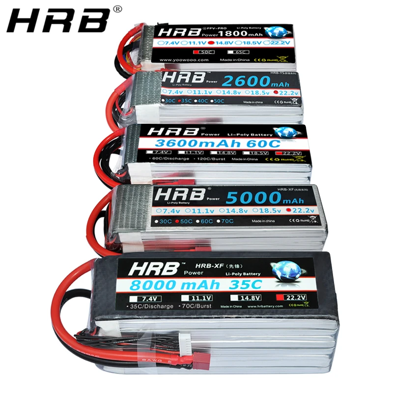 HRB 6S 22,2 V Lipo батарея 2200mah T Deans 1800mah 2600 3300mah 4000mah 5000mah 6000mah 10000mah 12000mah 16000 mah 22000mah RC запчасти