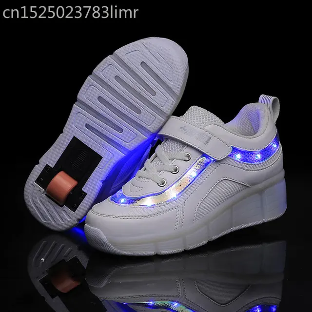 US $7.60 Heelys Children LED Light Sneakers Two Wheel Boys Girls Roller Skate Casual with Roller Kids Girl S