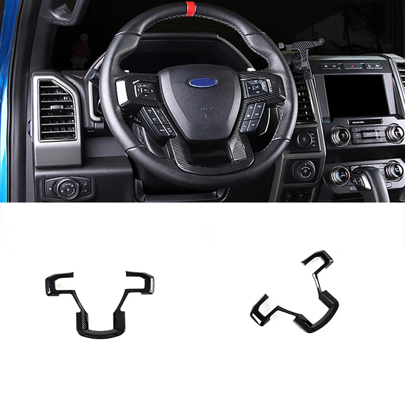 

For Ford Raptor F150 2017-2020 Interior Switch Cover Trims ABS Carbon Fiber Steering Wheel Panel Cover Bezel Trim Accessories