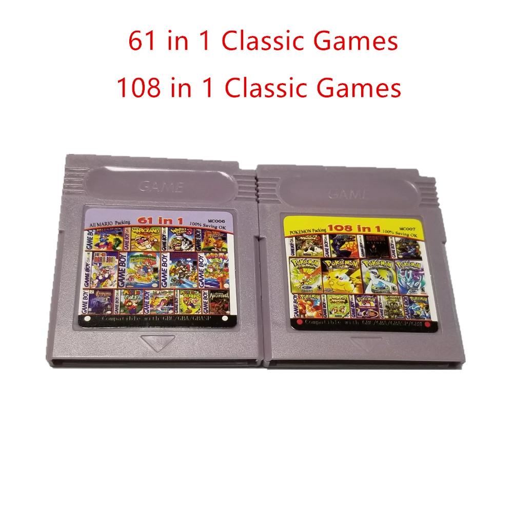 Бесплатная доставка игровой картридж 61/108 в 1 карта для игр бит Nintendo GBC серии gb