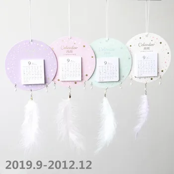 

2020 Creative Dream Catcher Shape Calendar DIY Mini Feather Wall Calendars Daily Schedule Planner 2019.09~2020.12