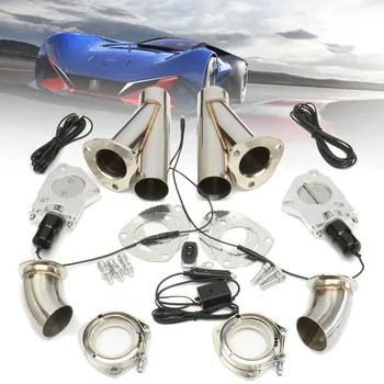 

2.5 Inch 6.3mm Dual Electric Exhaust Cutout Pipe Kit with Remote Control Stainless Steel Cutout Muffler Valve System