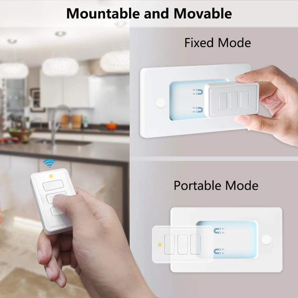 LoraTap 868Mhz Magnetic Smart Light Switch LED Push Button Wireless Remote  Control AC100~250V 10A 1 CH Relay Controller for Lamp