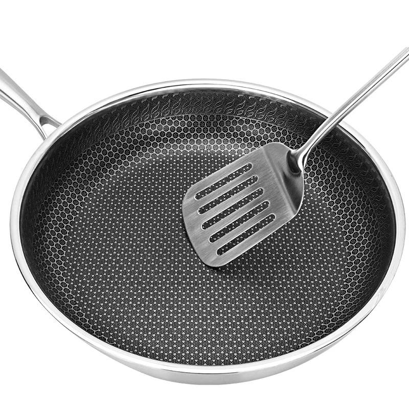 Stainless Steel Skillet- Nonstick Fry Pan- Induction Compatible- Multipurpose Cookware Use for Home Kitchen or Restaurant