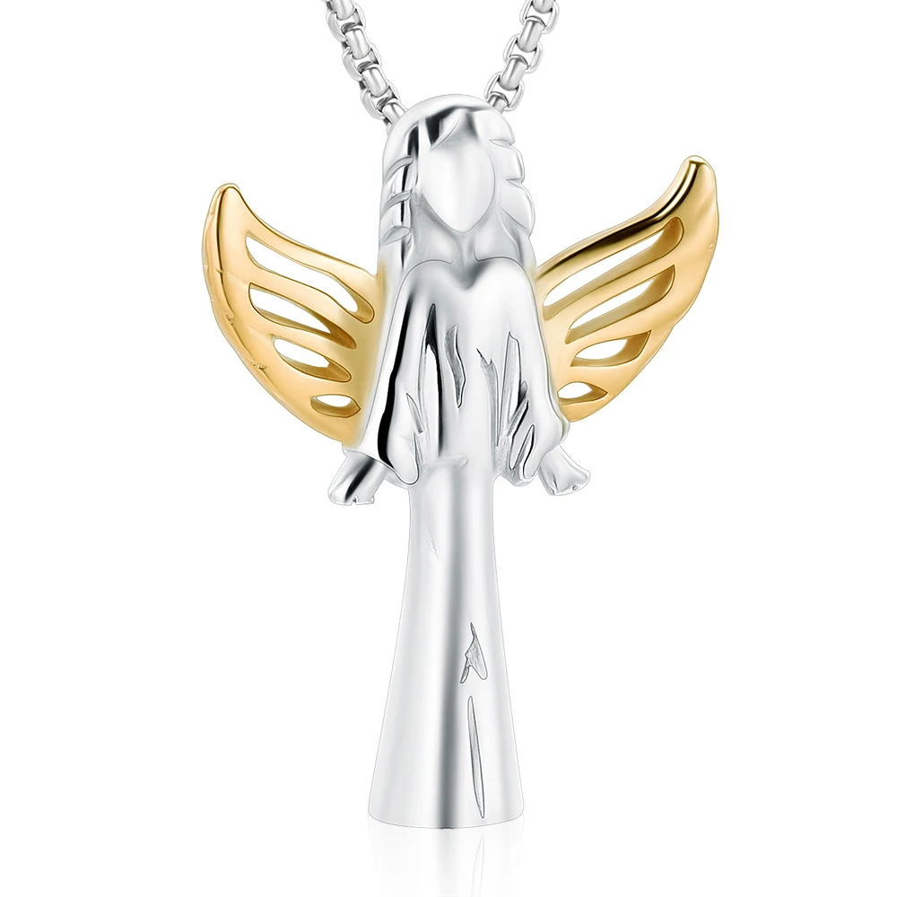 New angel 4 IJD9739 Крыло ангела завернутый фарий из нержавеющей стали кремации ювелирные изделия держать близких пепел Keepsake ожерелье с кремационной урной - Окраска металла: New angel 4