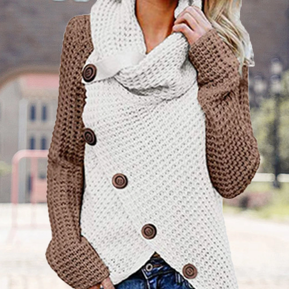 WENYUJH осень, Модный женский вязаный свитер в стиле пэчворк, зимний Повседневный джемпер, Женский вязаный свитер, женская одежда, новинка