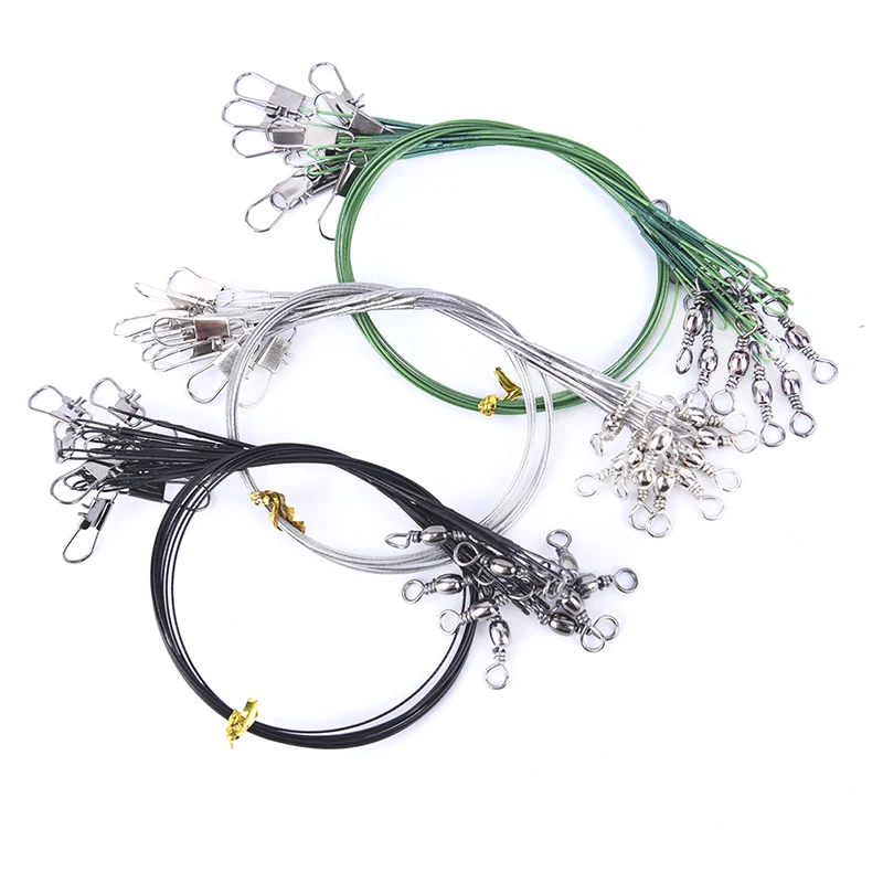 24cm Anti Bite Steel Fishing Line Leader Wire With Swivel Accessory Lead Core Leash 10pcs/lot | Спорт и развлечения
