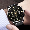 2022 Mens Fashion Business Calendar Watches for Men Luxury Stainless Steel Mesh Belt Analog Quartz Wrist Watch relogio masculino 6